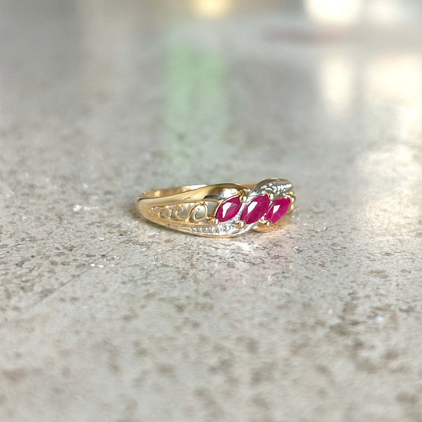 Bague Trilogie - Or Jaune 750 & Rubis