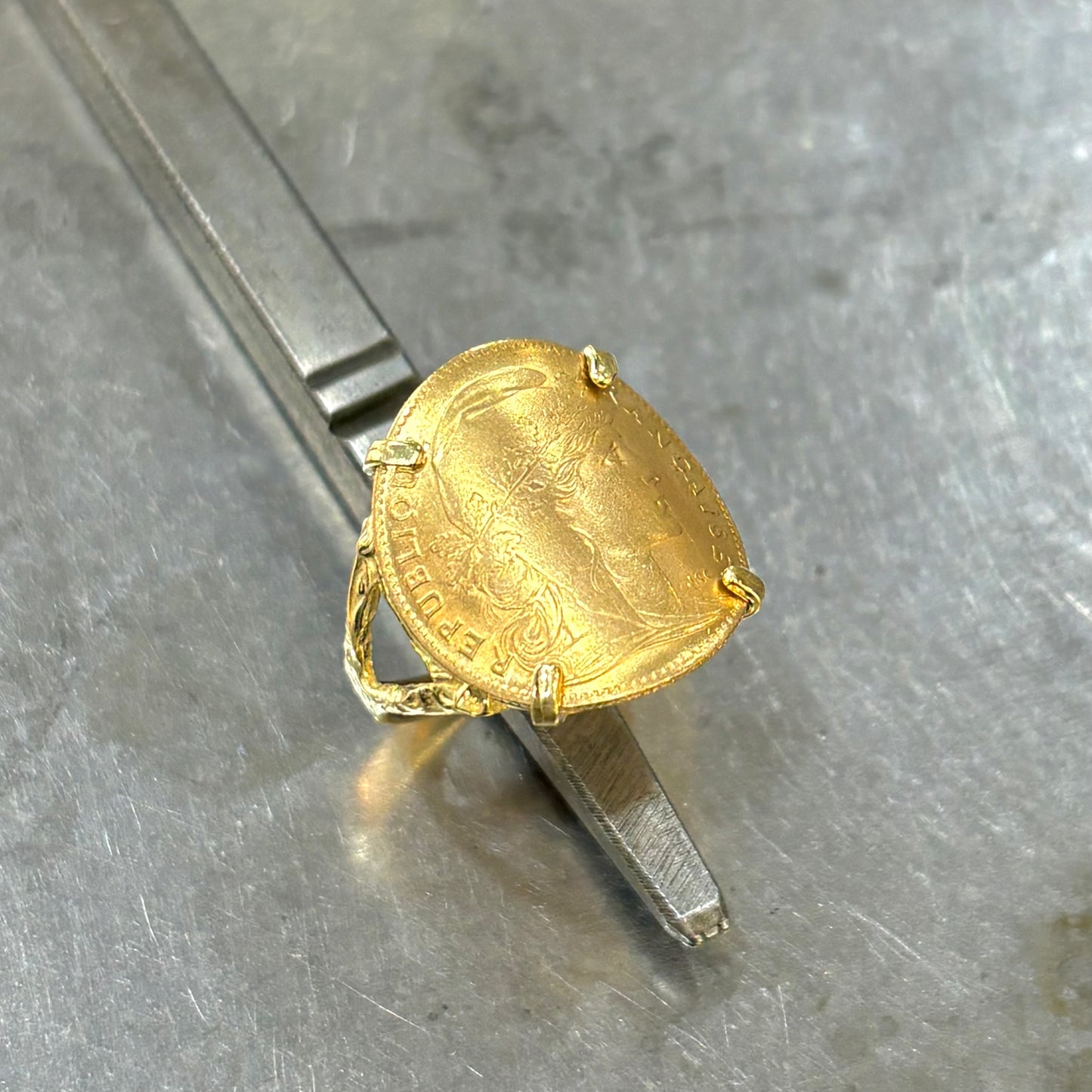 Bague Pièce - Or Jaune 750 Pièce 10 Francs Marianne Coq