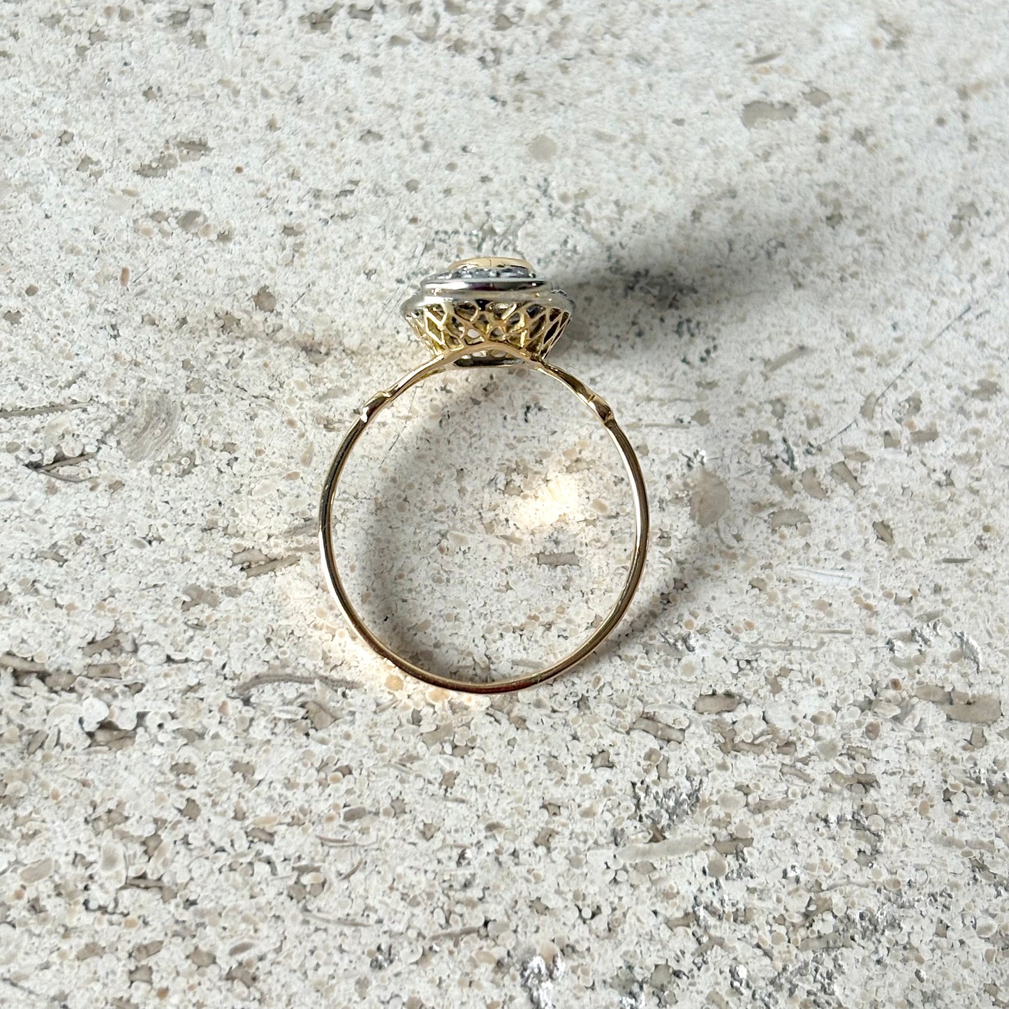 Bague Vintage Art Déco - Or Jaune 750 Saphir & Diamants