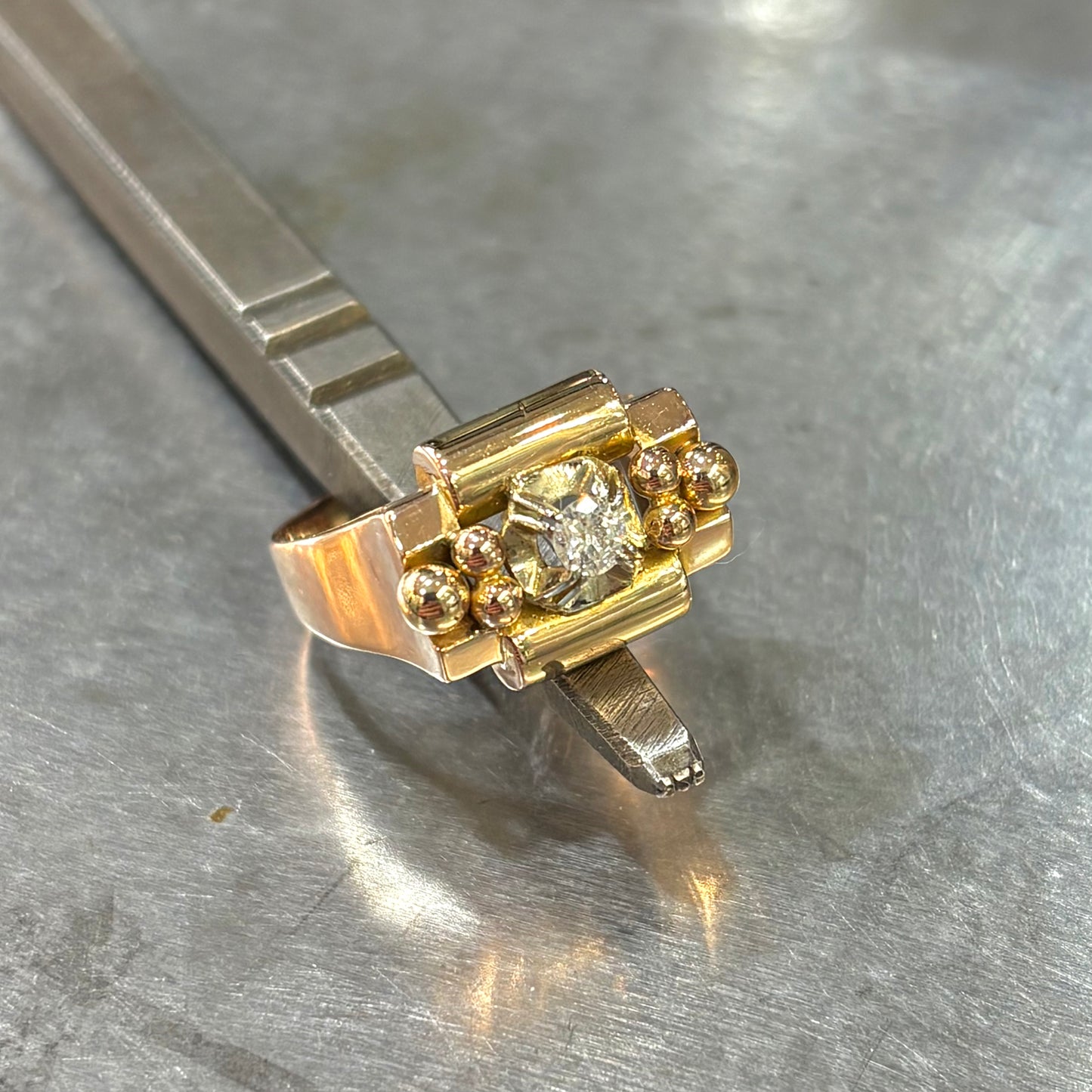 Bague Vintage Art Déco- Or Rose 750 & Diamant