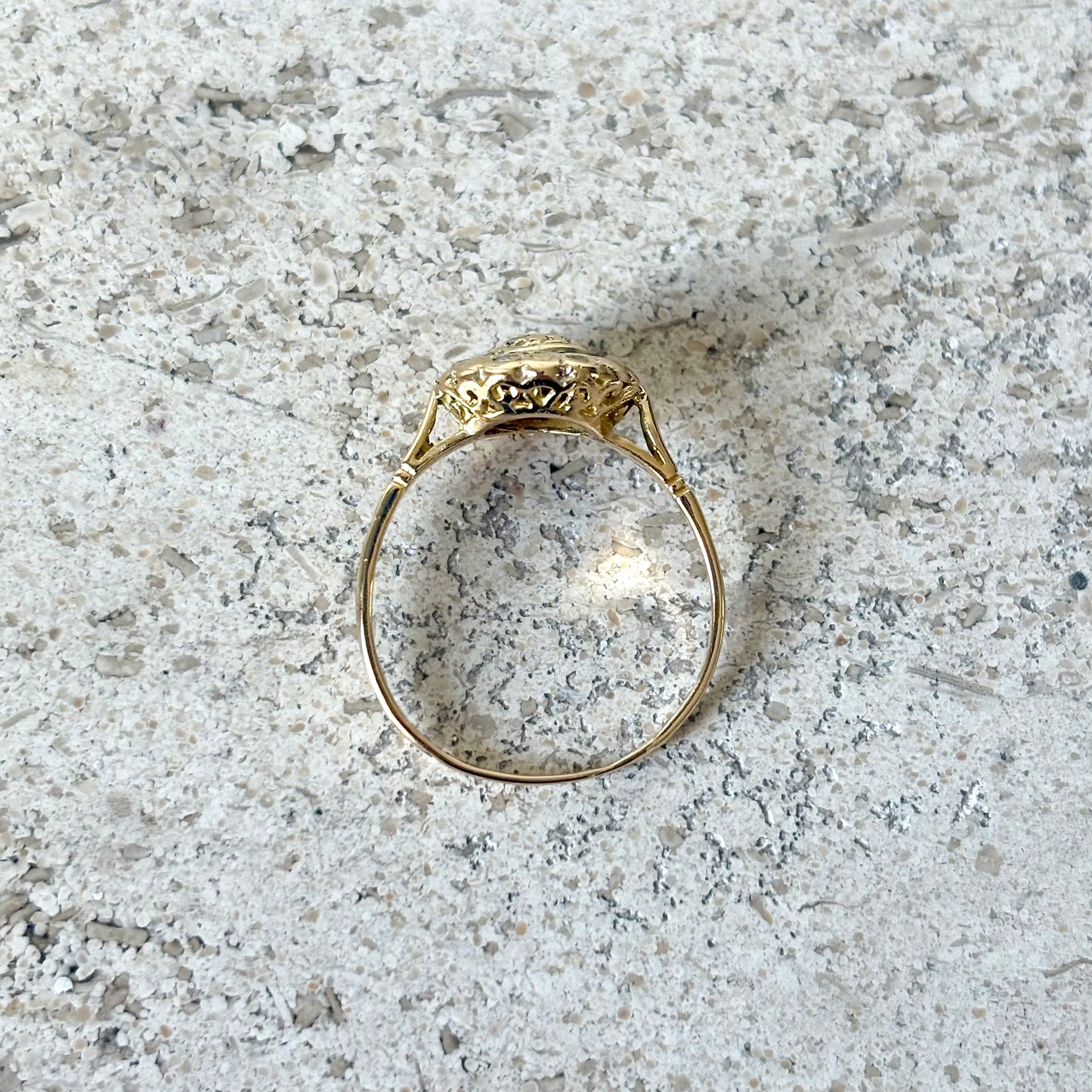 Bague Florale Vintage - Or Jaune 750 & Diamants