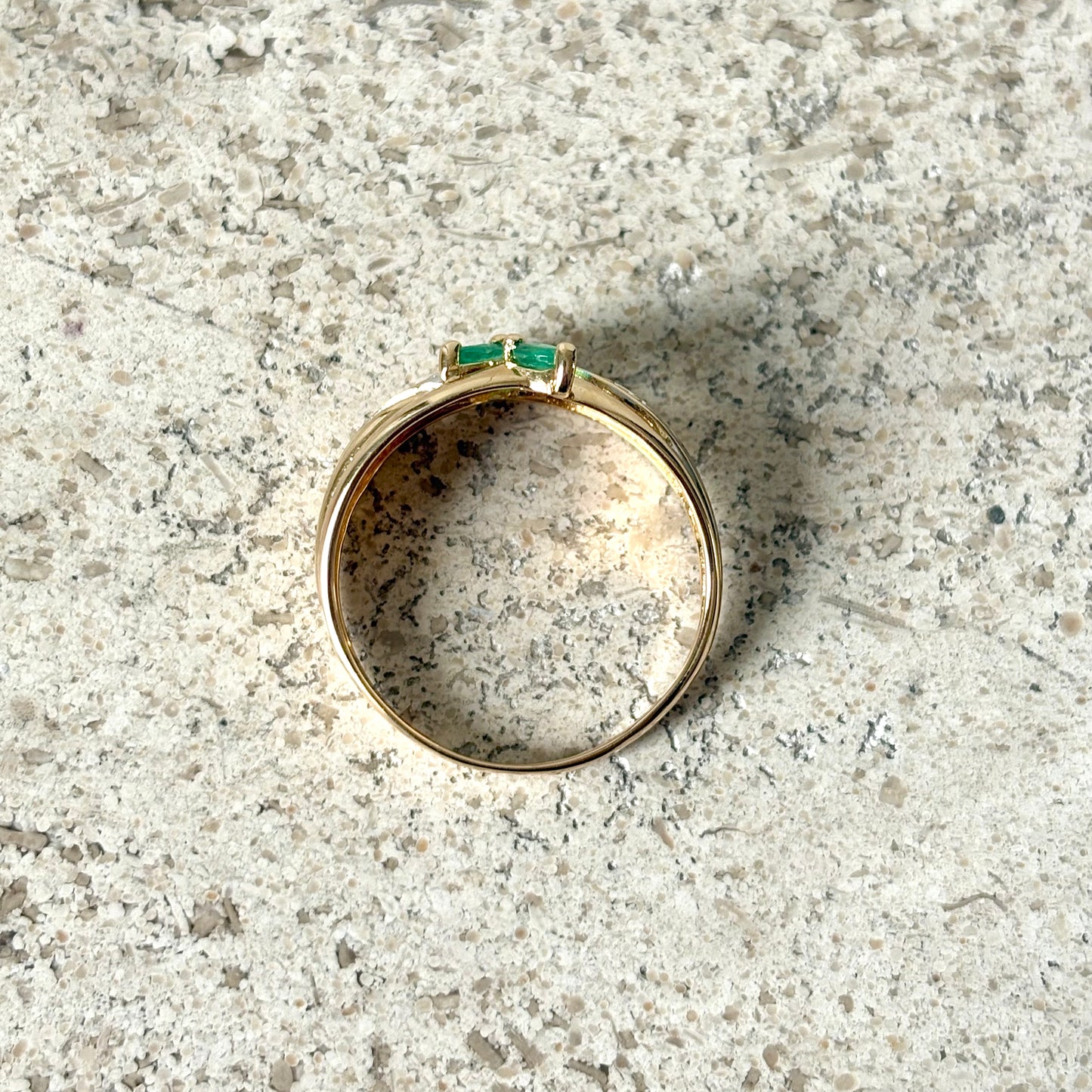 Bague Trilogie - Or Jaune 750 & Émeraudes