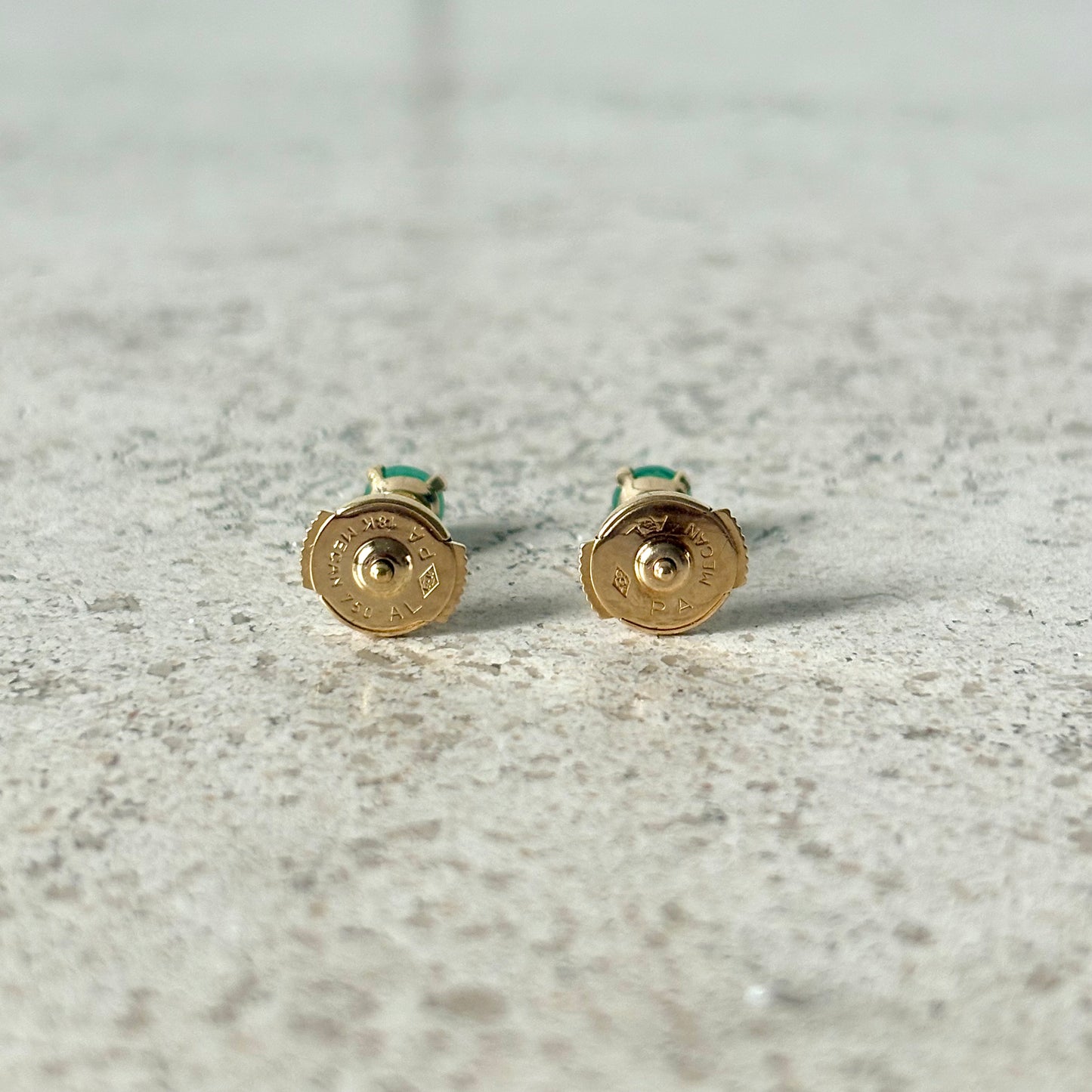 Boucles D'oreilles Puces - Or Jaune 750 & Émeraudes