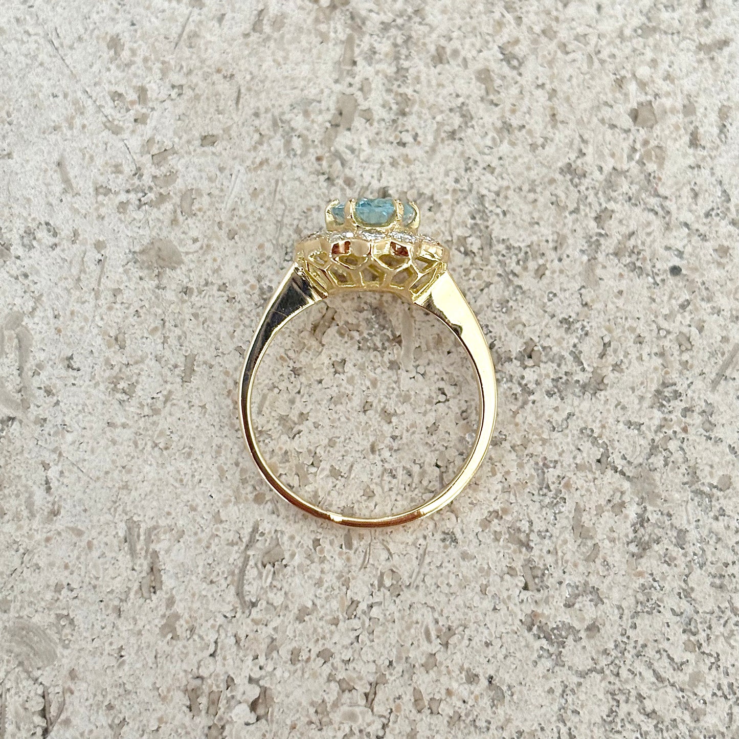 Bague Marguerite - Or Jaune 750 Aigue-Marine & Diamants