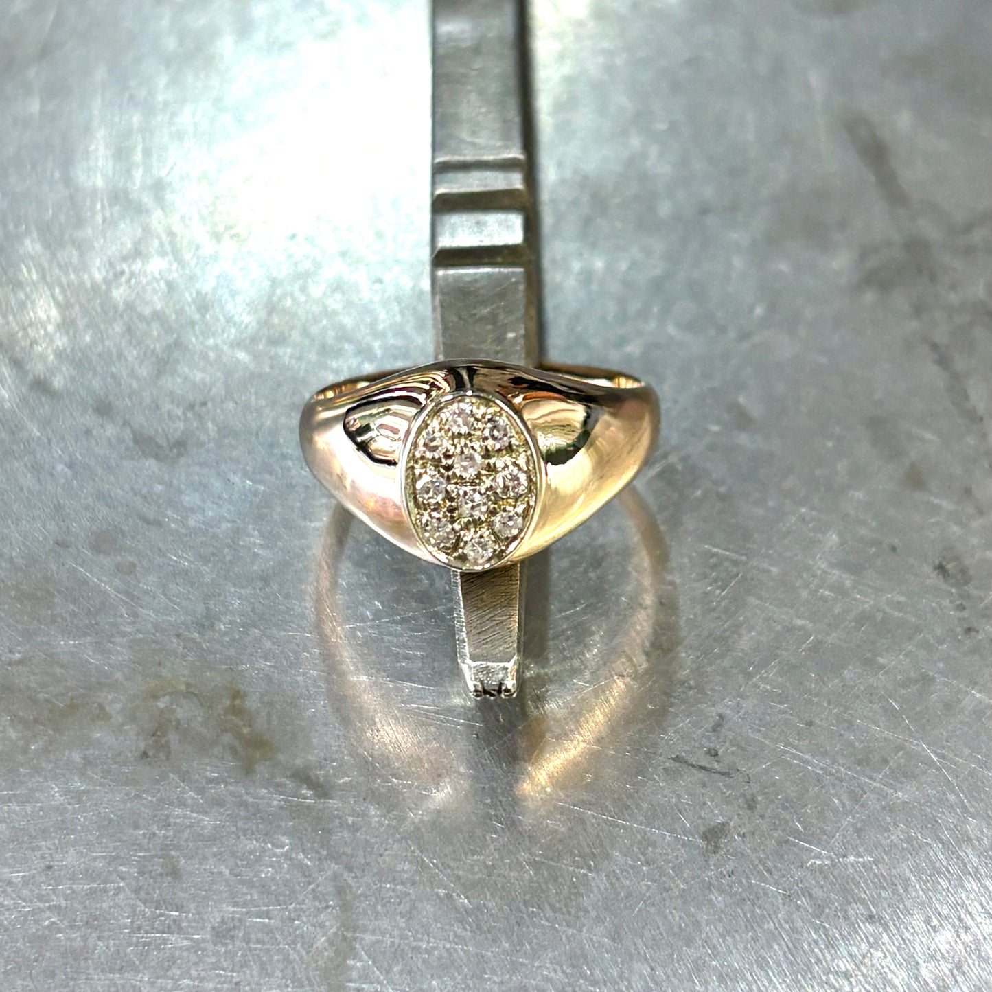 Bague Chevalière Pavée - Or Rose 750 & Diamants