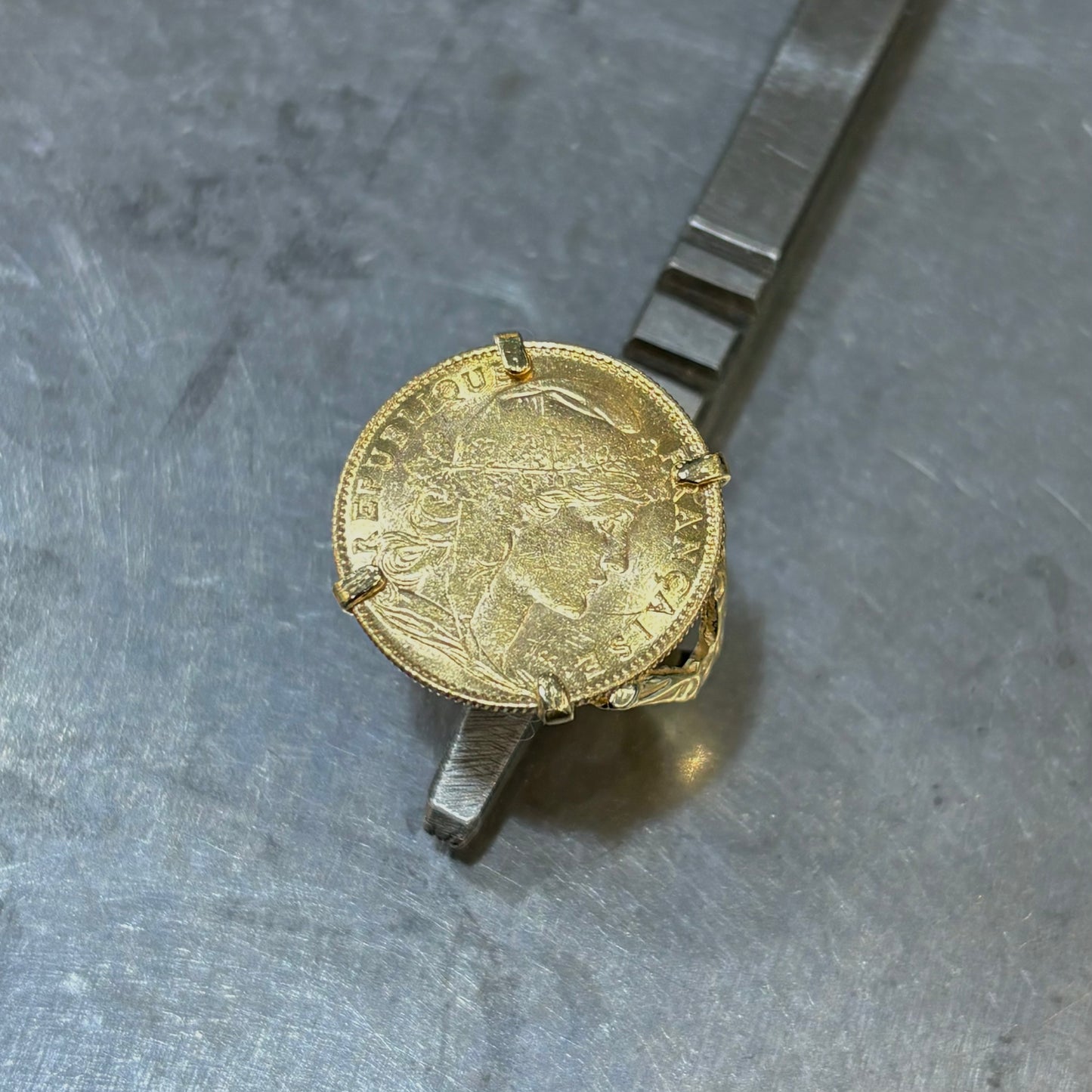 Bague Pièce - Or Jaune 750 & Pièce 10 Francs Marianne Coq