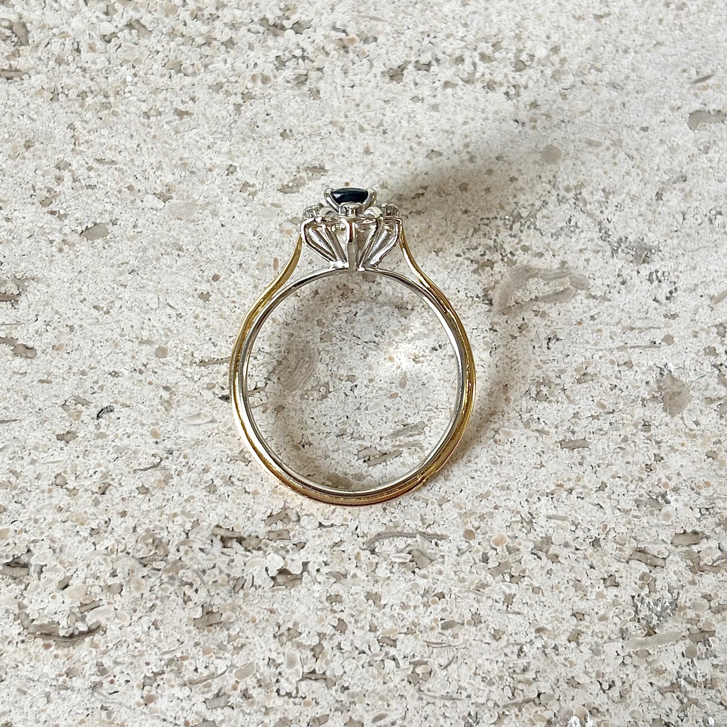 Bague Marguerite Vintage - Or Blanc 750 Saphir & Diamants