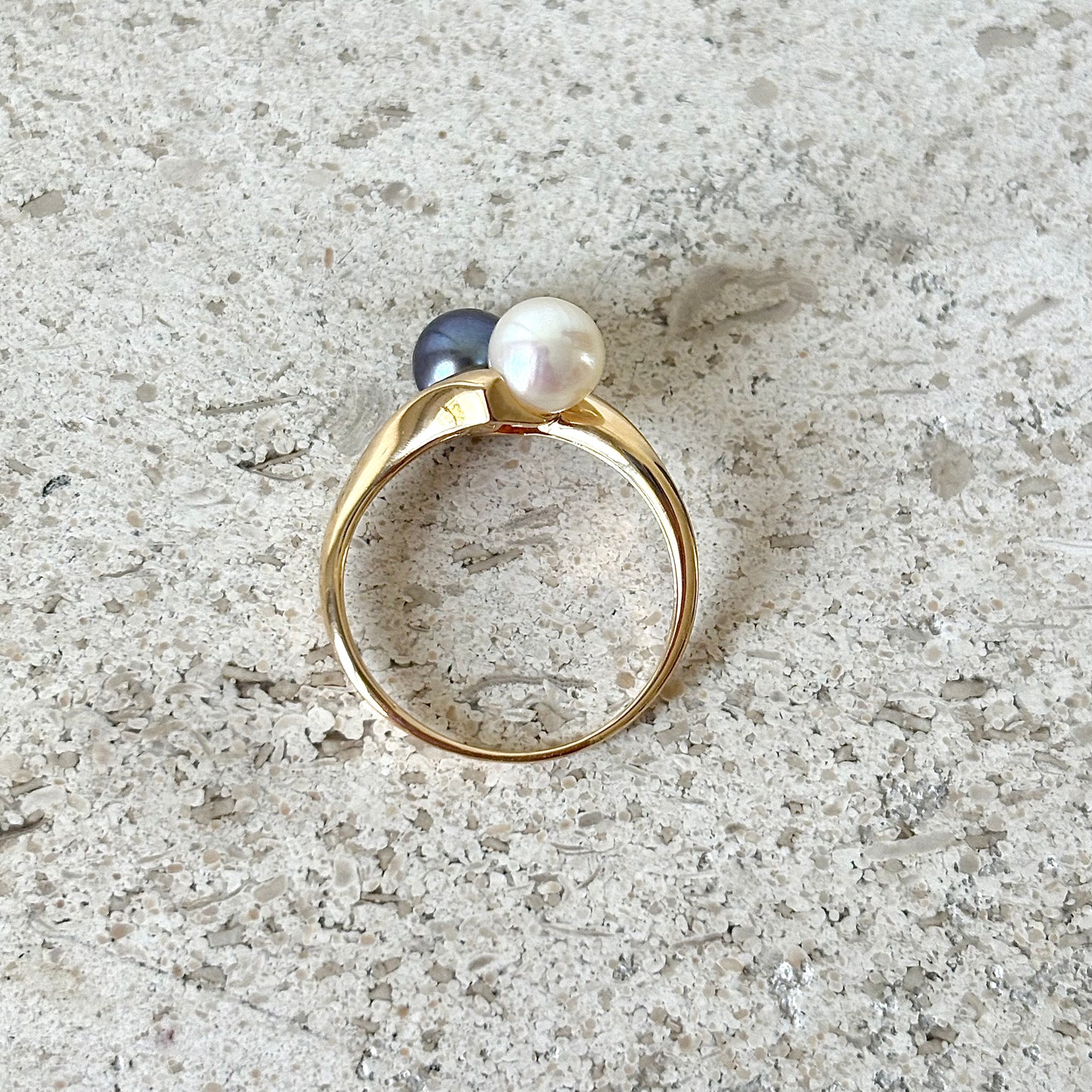 Bague Toi & Moi - Or Jaune 750 & Perles