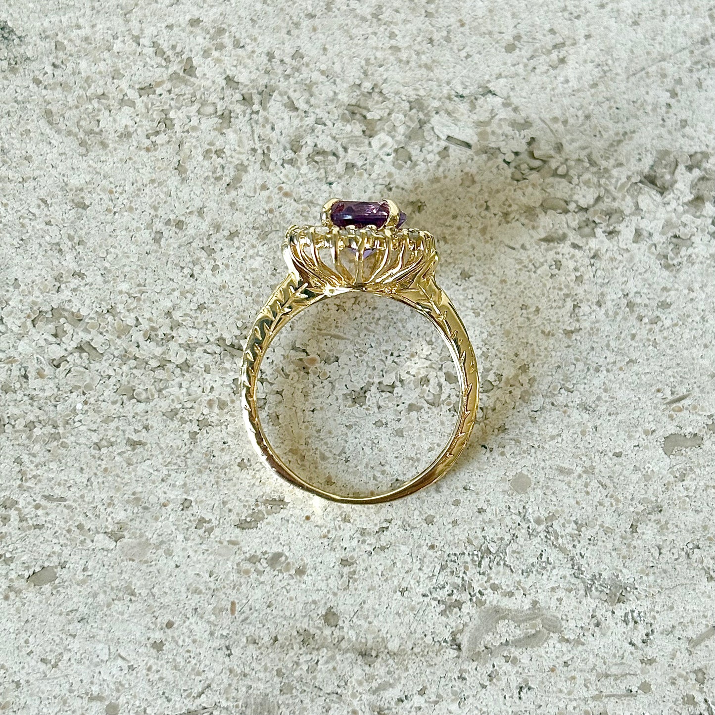 Bague Marguerite Vintage - Or Jaune 585 Améthyste & Diamants