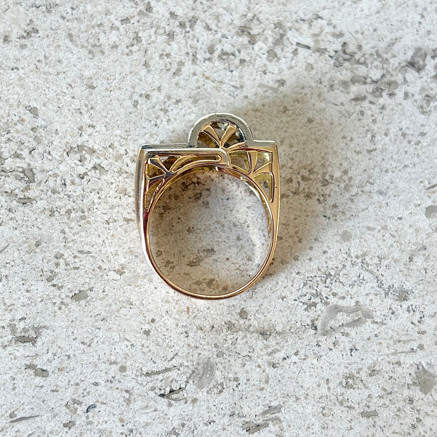 Bague Tank Art Déco - Or Jaune 750 & Diamants