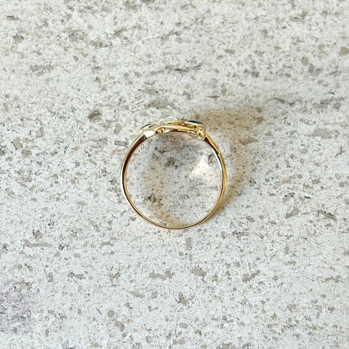 Bague Vintage - Or Jaune 750 Émeraudes & Diamant