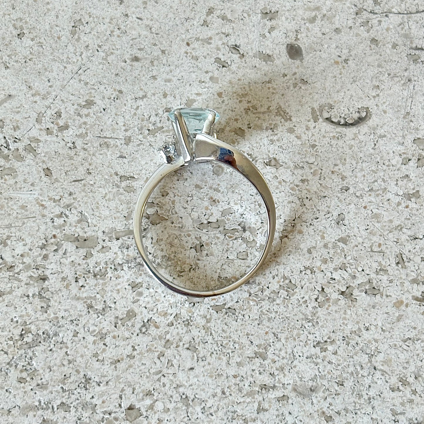 Bague Trilogie - Or Blanc 750 Aigue-Marine & Diamants
