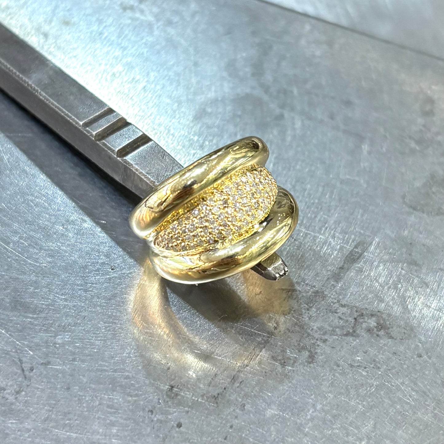 Bague Godrons - Or Jaune 750 & Diamants