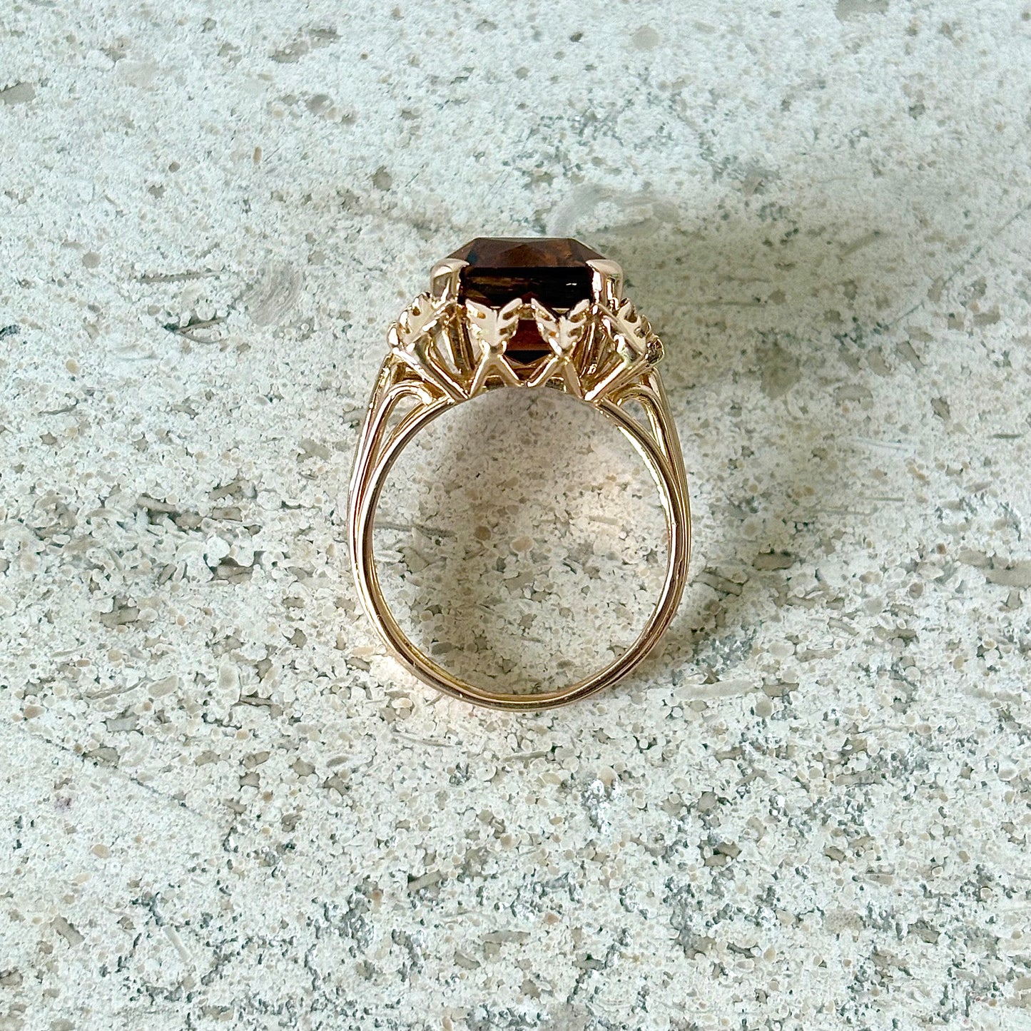 Bague Cocktail Vintage - Or Jaune 750 & Citrine