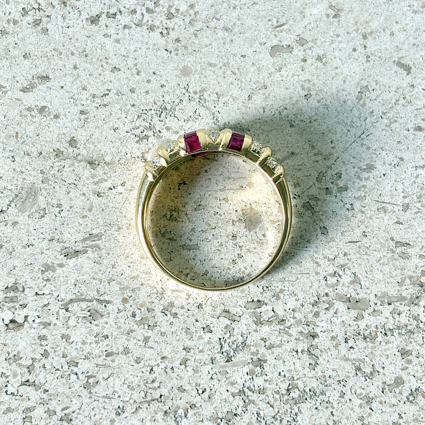 Bague Jonc Art Déco - Or Jaune 750 & Rubis