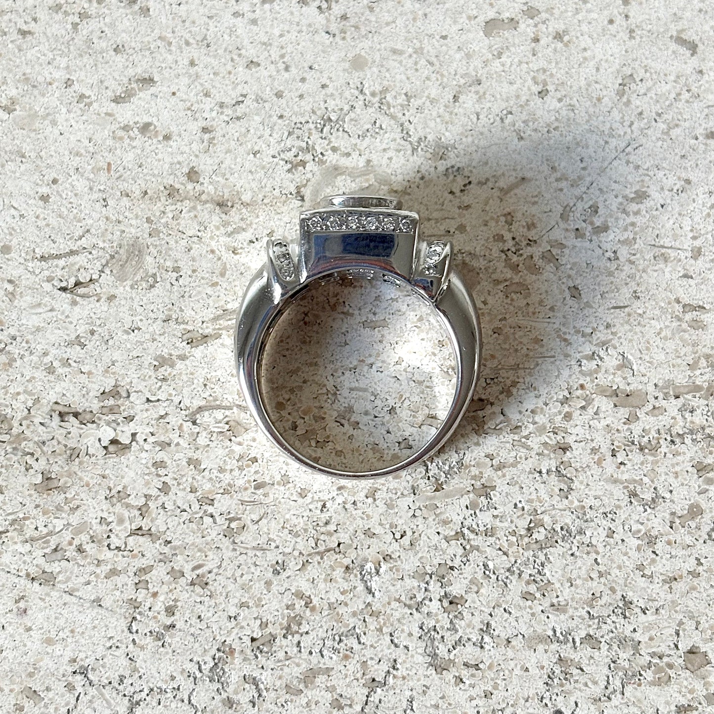 Bague Tank Art Déco - Or Blanc 750 & Diamants