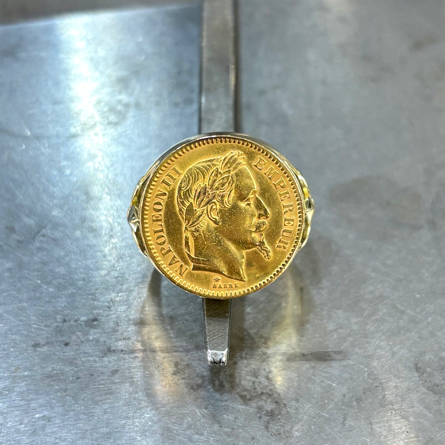 Bague Chevalière Pièce - Or Jaune 750 & Pièce Or 20 Francs Napoléon