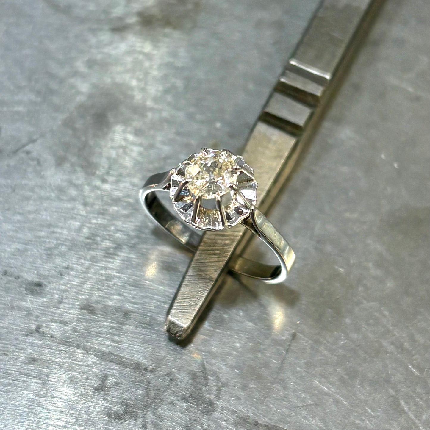 Bague Solitaire Vintage - Or Blanc 750 & Diamant