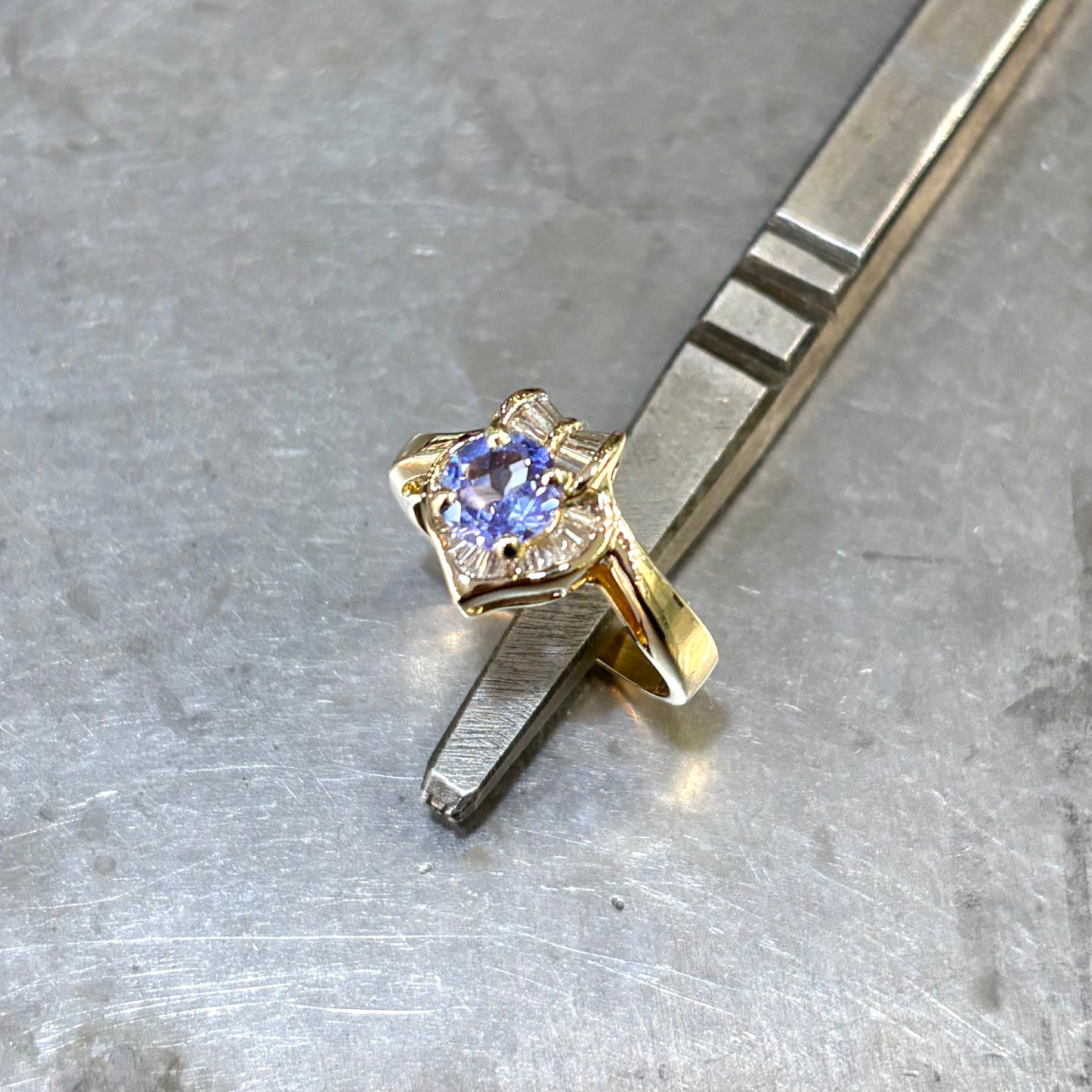 Bague Coeur - Or Jaune 750 Tanzanite & Diamants