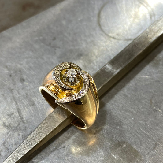 Bague Art Déco - Or Rose 750 & Diamants