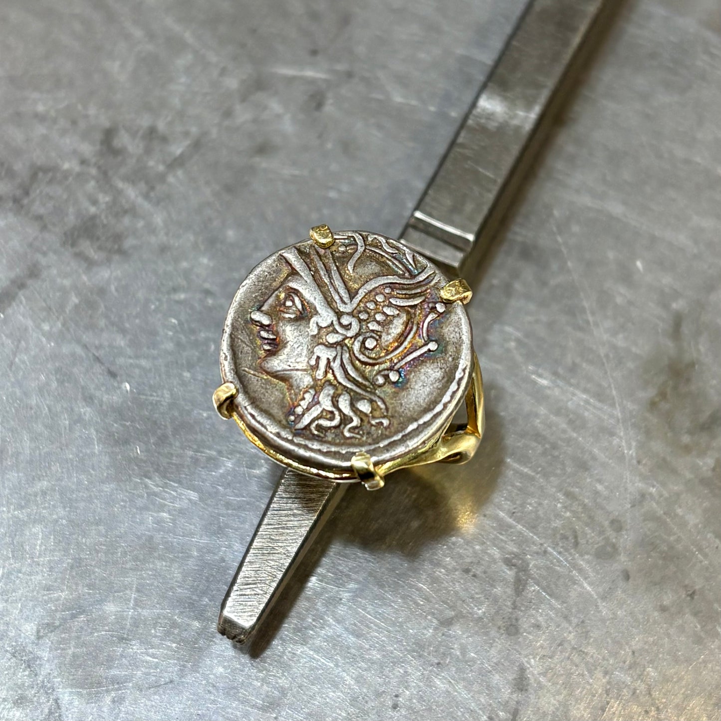 Bague Pièce - Or Jaune 750 & Pièce Argent Denier Coelia