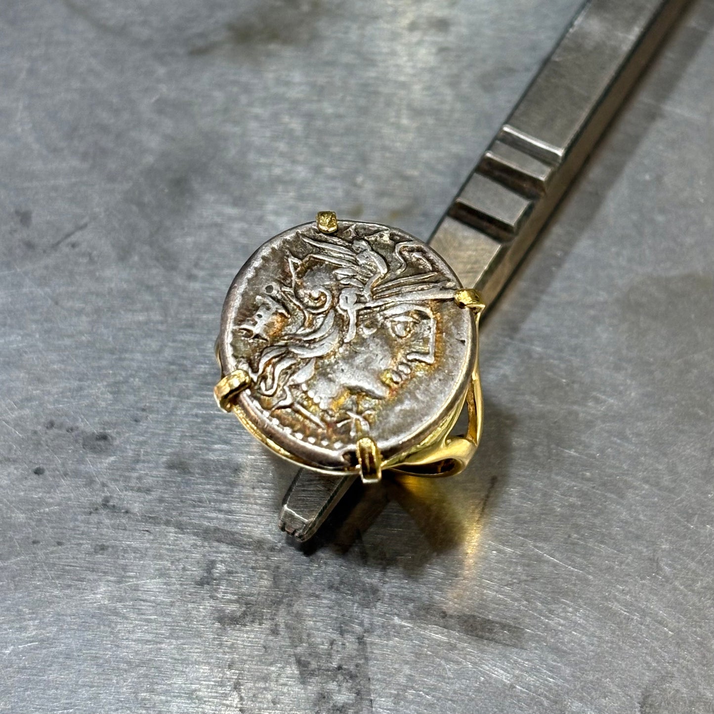 Bague Pièce - Or Jaune 750 & Pièce Argent Denier Marcia