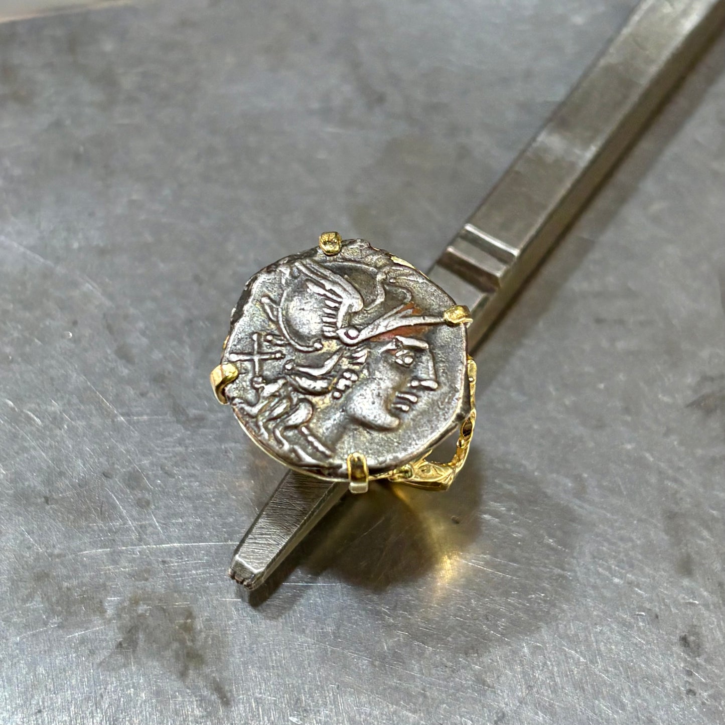 Bague Pièce - Or Jaune 750 & Pièce Argent Denier Valeria