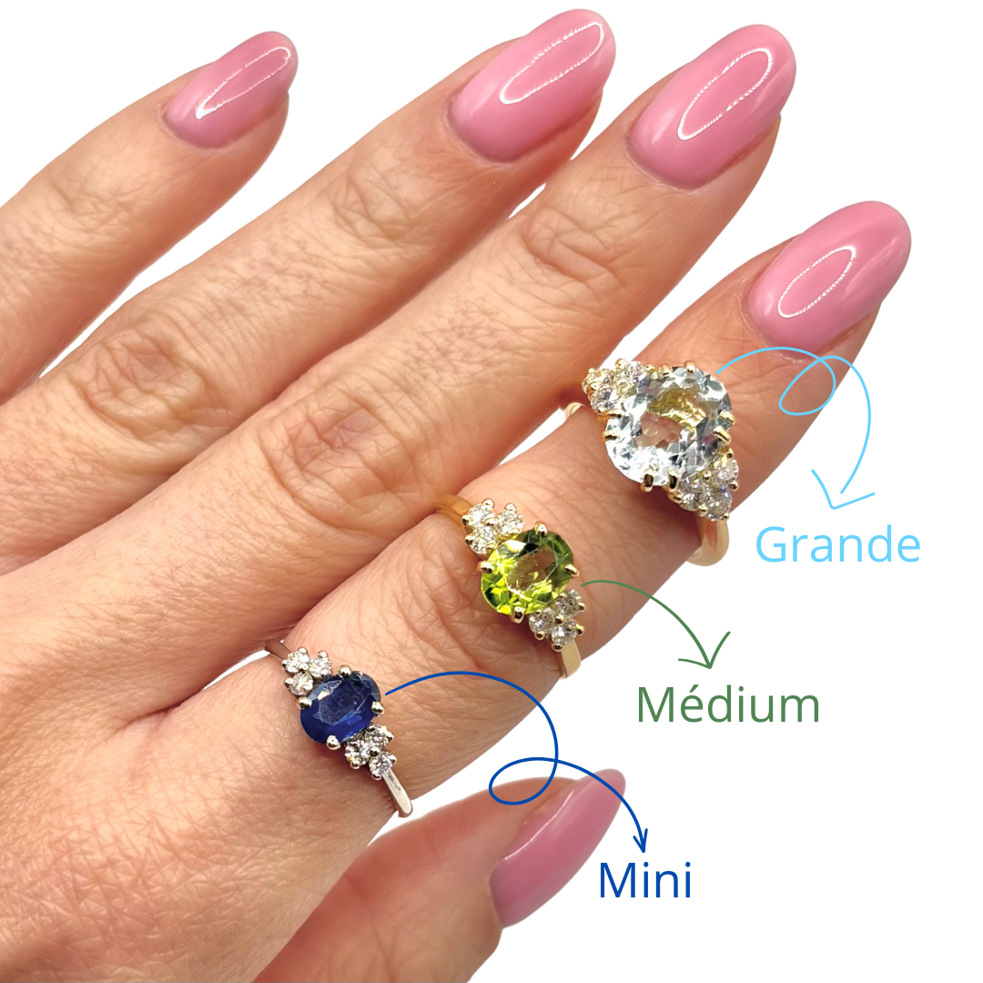 Bague Nausicaä Medium - Or Jaune 750 Aigue-Marine & Diamants