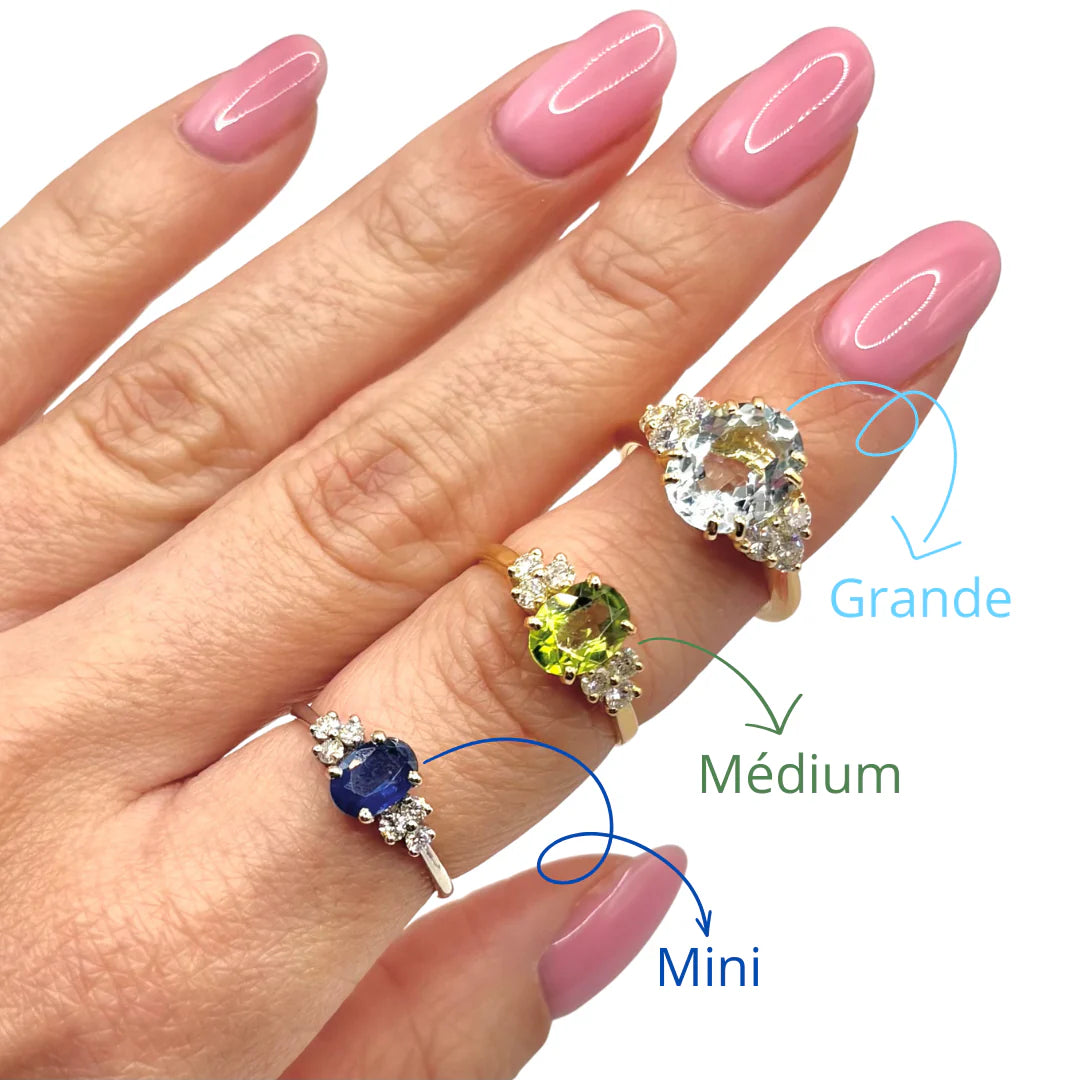 Bague Nausicaä Médium - Or Blanc 750 Saphir & Diamants