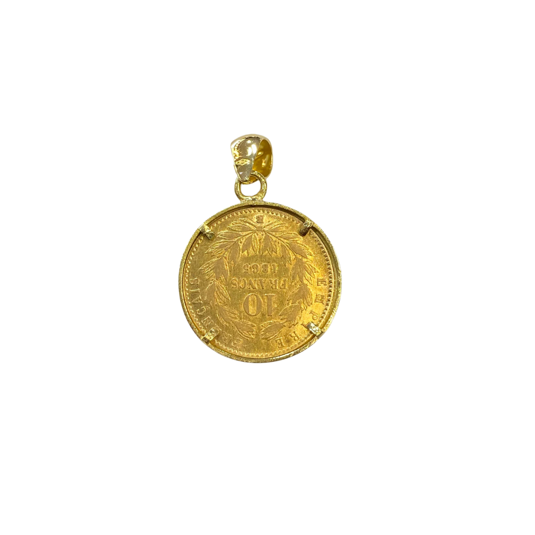 Monture Pendentif Pièce 10 Francs Lisse - Porte Pièce Or Jaune 750