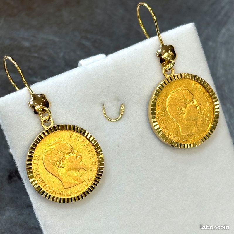 Monture Boucles D'oreilles Pièce 10 Francs - Porte Pièce Or Jaune 750