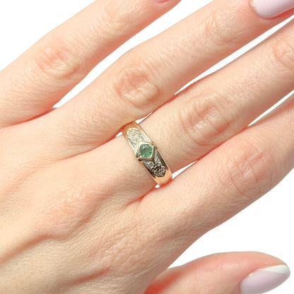 Bague Jonc Vintage - Or Jaune 750 & Émeraude