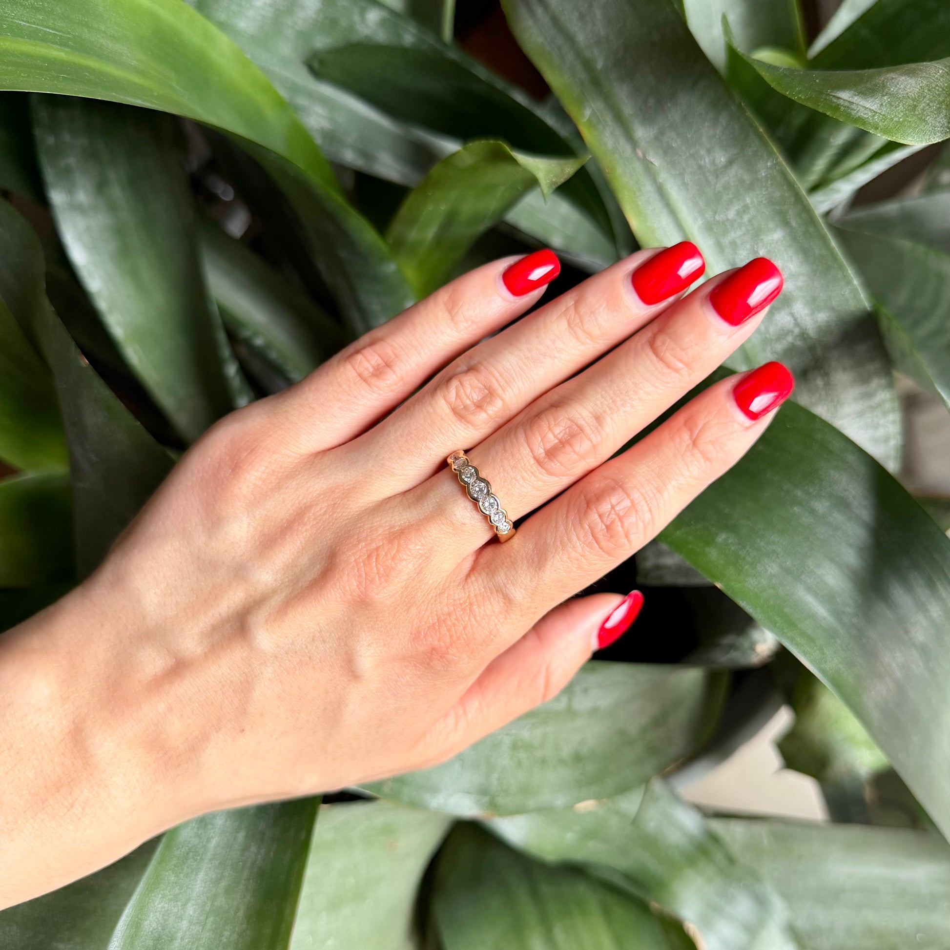 Bague Semi Alliance - Or Jaune 750 & Diamants