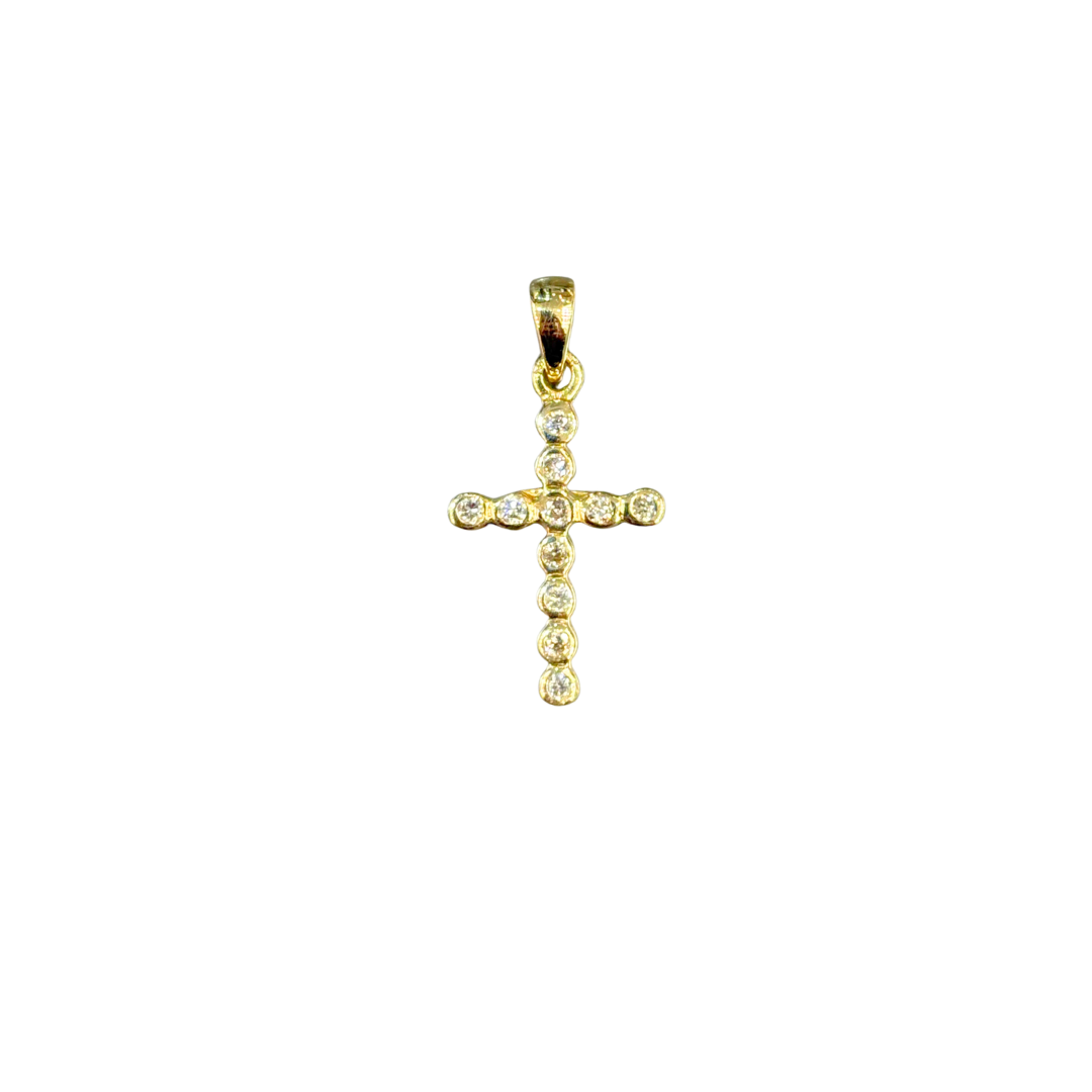 Pendentif Croix - Or Jaune 750 & Diamants