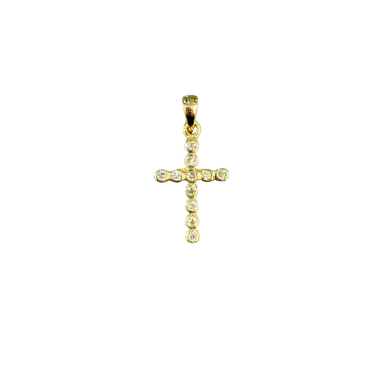 Pendentif Croix - Or Jaune 750 & Diamants
