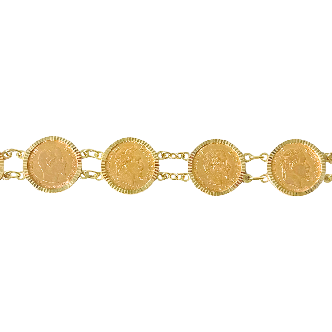 Bracelet Pièces - Or Jaune 750 & Pièces 10 Francs Napoléon