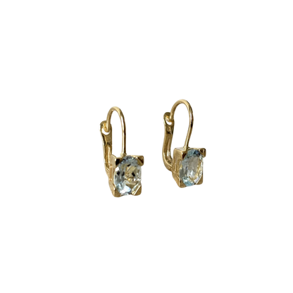 Boucles D'oreilles Dormeuse - Or Jaune 750 & Aigues-Marines