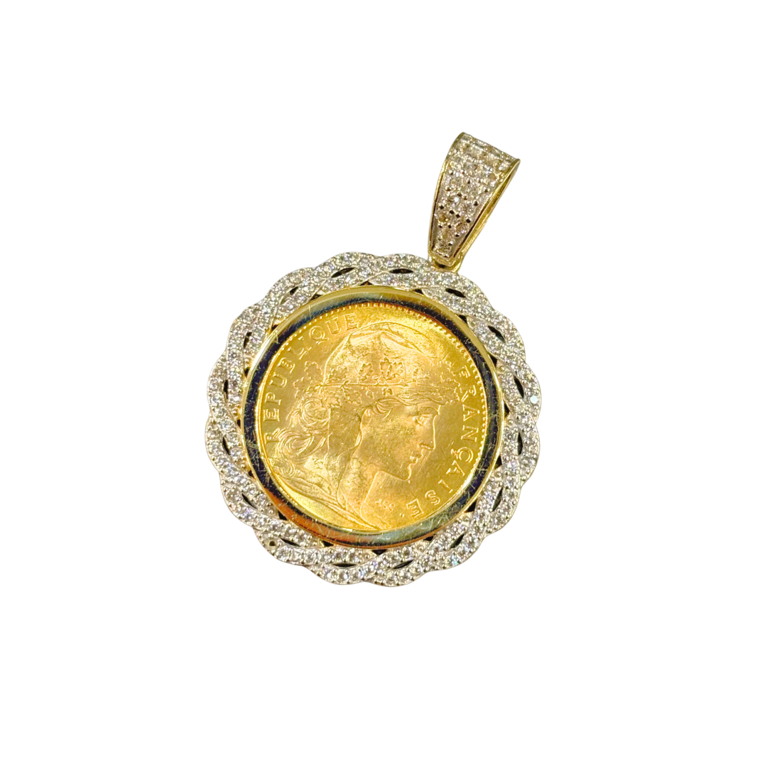 Pendentif Pièce - Or Jaune 750 & Pièce Or 20 Francs Marianne Coq