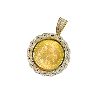 Pendentif Pièce - Or Jaune 750 & Pièce Or 20 Francs Marianne Coq