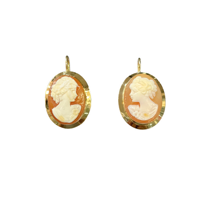 Boucles D'oreilles Vintages - Or Jaune 750 & Camée