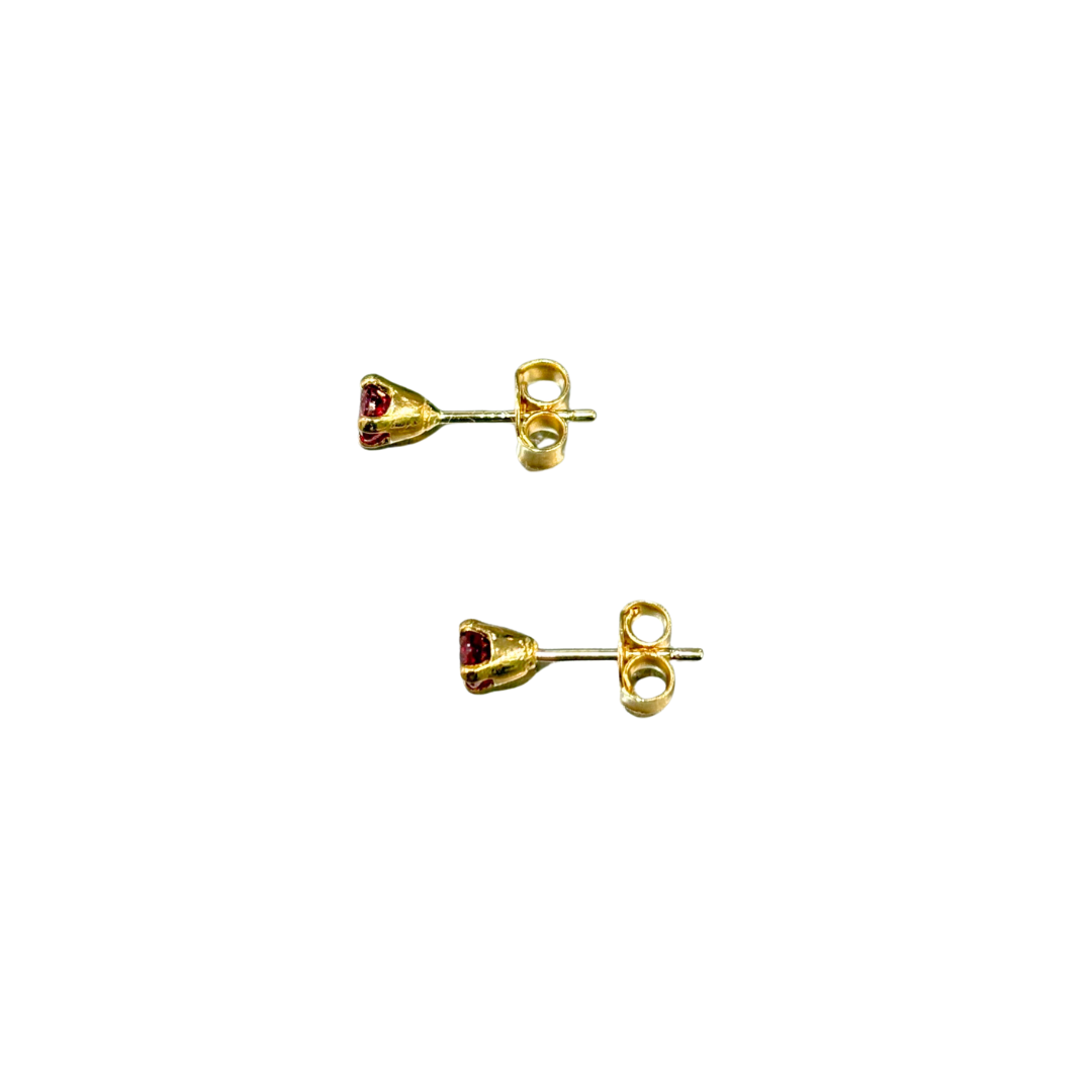 Boucles D'oreilles Puces - Or Jaune 750 & Rubis