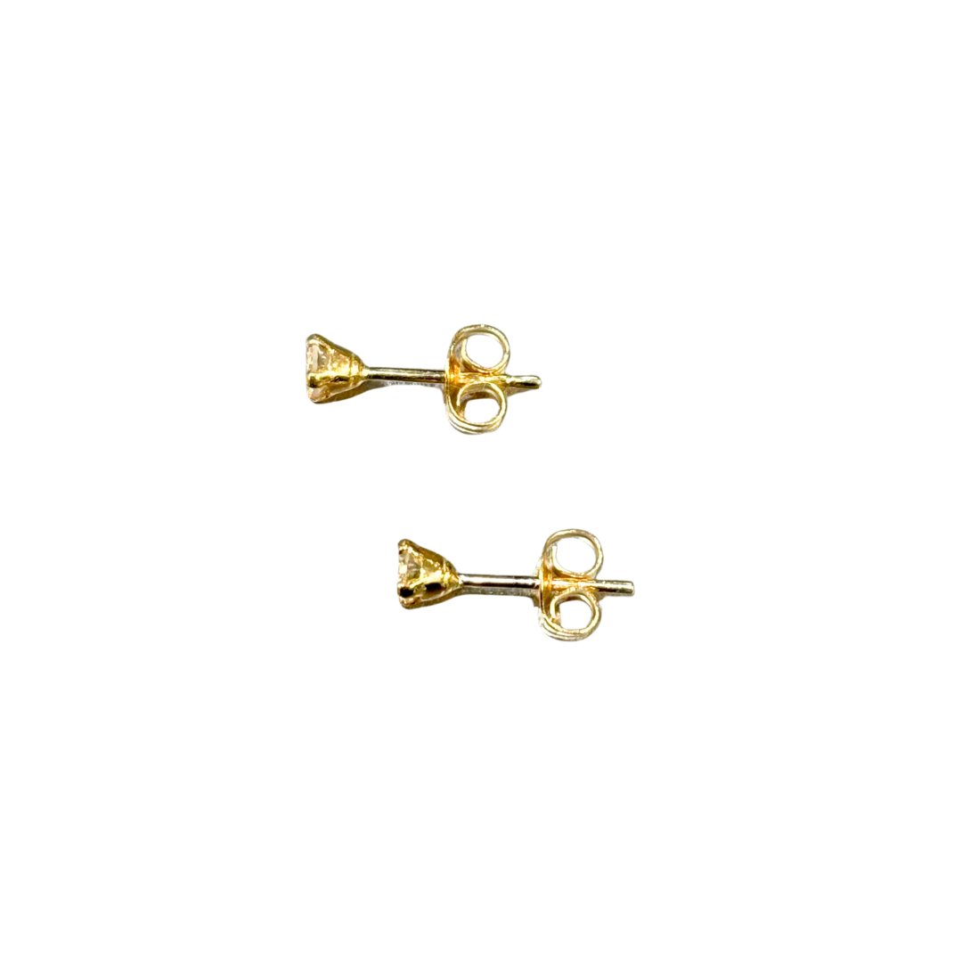 Boucles D'oreilles Puces Solitaire - Or Jaune 750 & Diamants