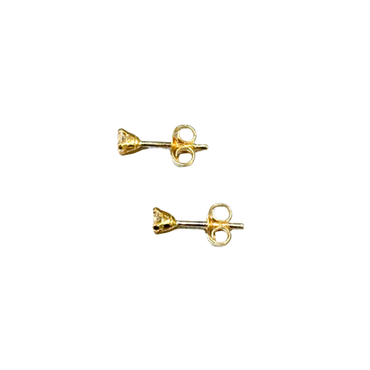 Boucles D'oreilles Puces Solitaire - Or Jaune 750 & Diamants