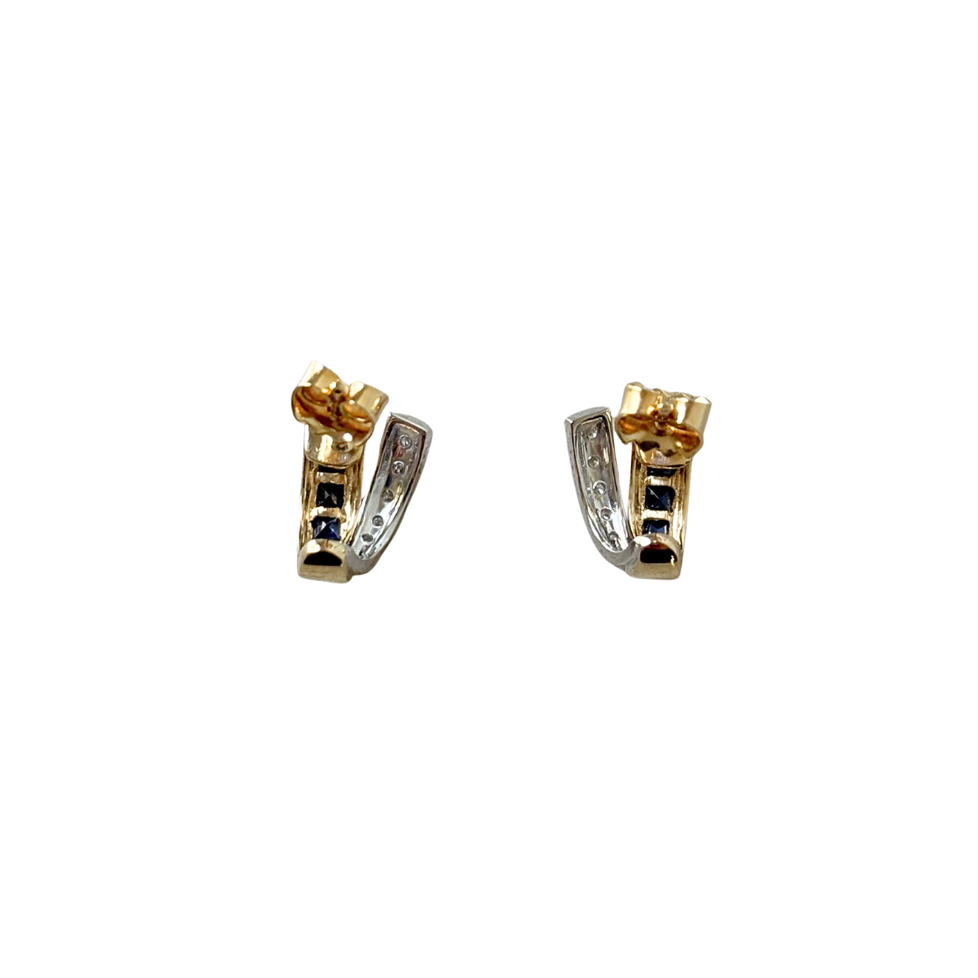 Boucles D'oreilles Vintage Guy Laroche - Or Jaune 750 & Saphirs