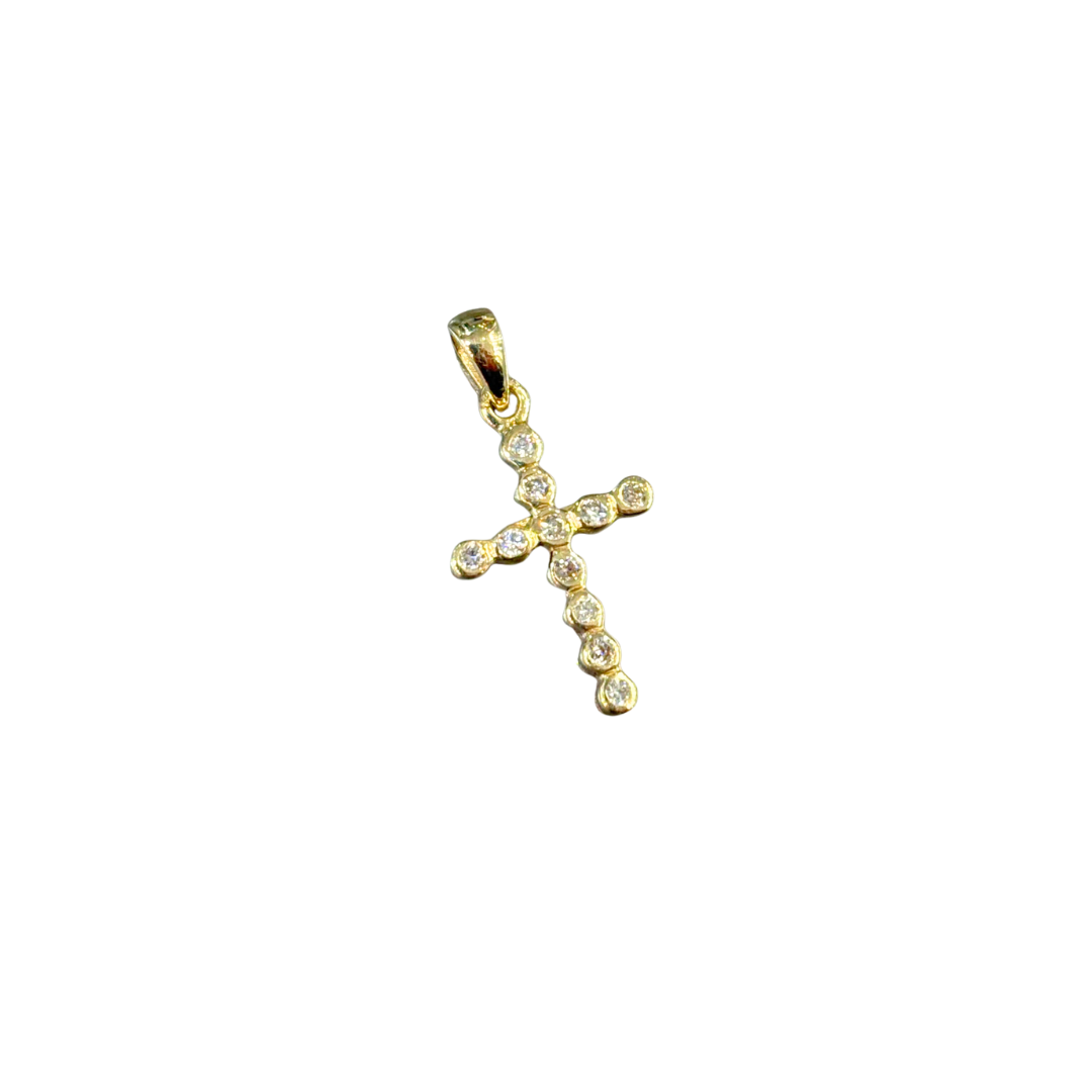 Pendentif Croix - Or Jaune 750 & Diamants