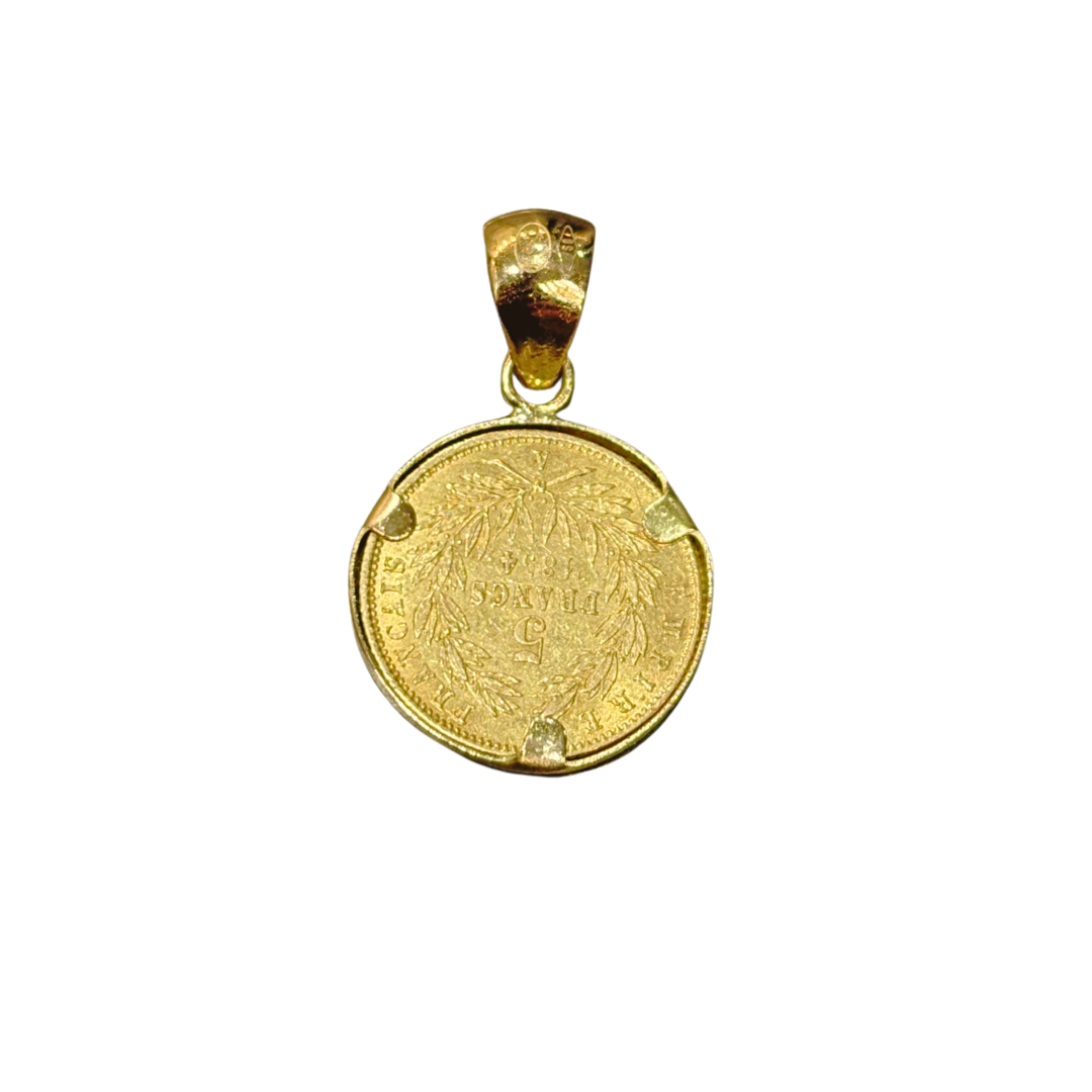 Pendentif Pièce - Or Jaune 750 & Pièce 5 Francs Napoléon