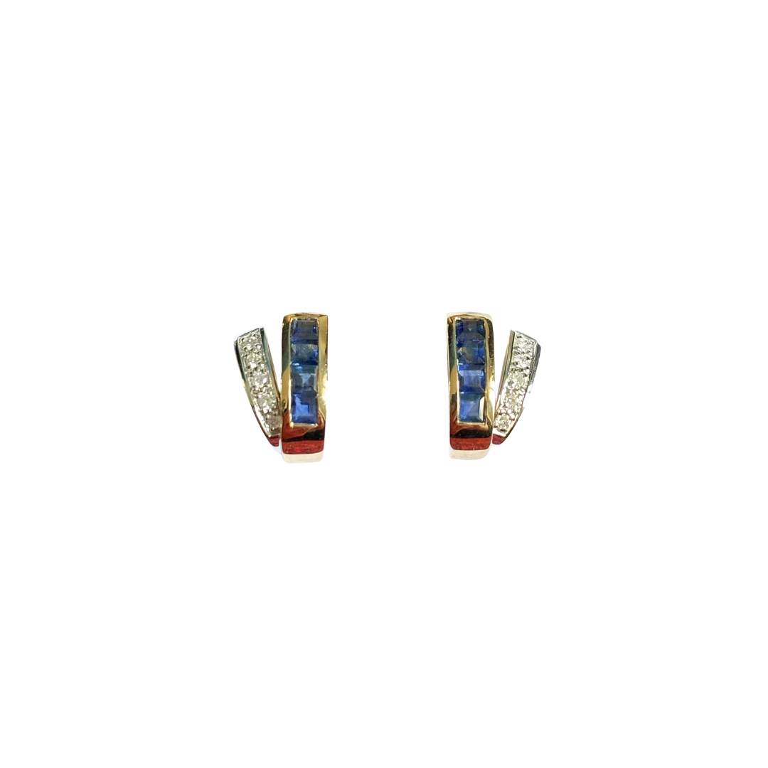 Boucles D'oreilles Vintage Guy Laroche - Or Jaune 750 & Saphirs