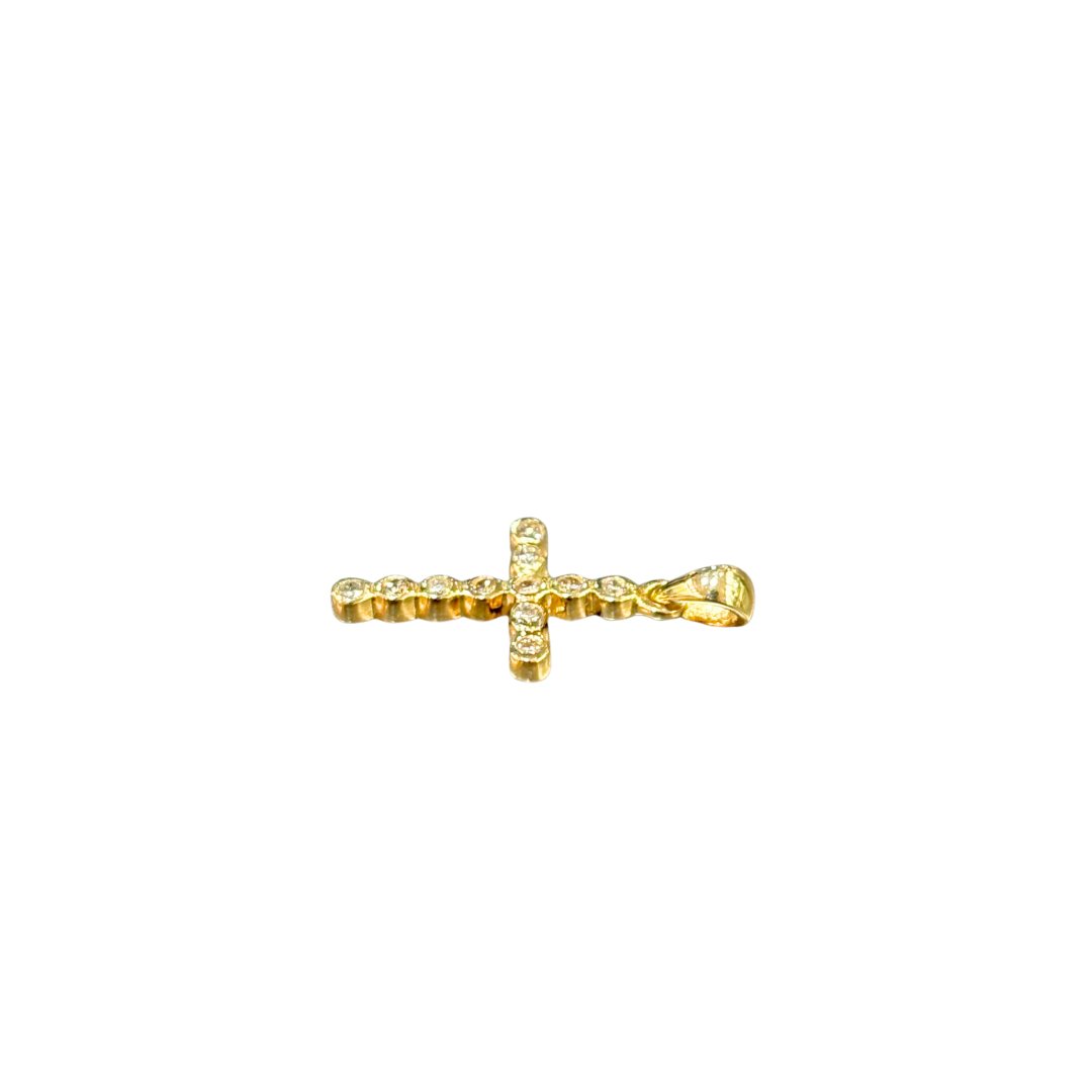 Pendentif Croix - Or Jaune 750 & Diamants