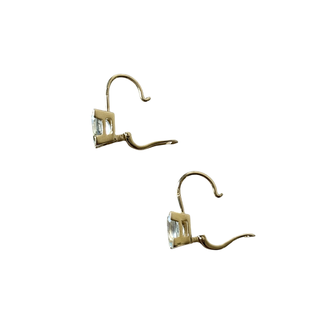 Boucles D'oreilles Dormeuse - Or Jaune 750 & Aigues-Marines