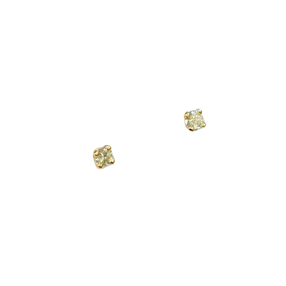 Boucles D'oreilles Puces Solitaire - Or Jaune 750 & Diamants